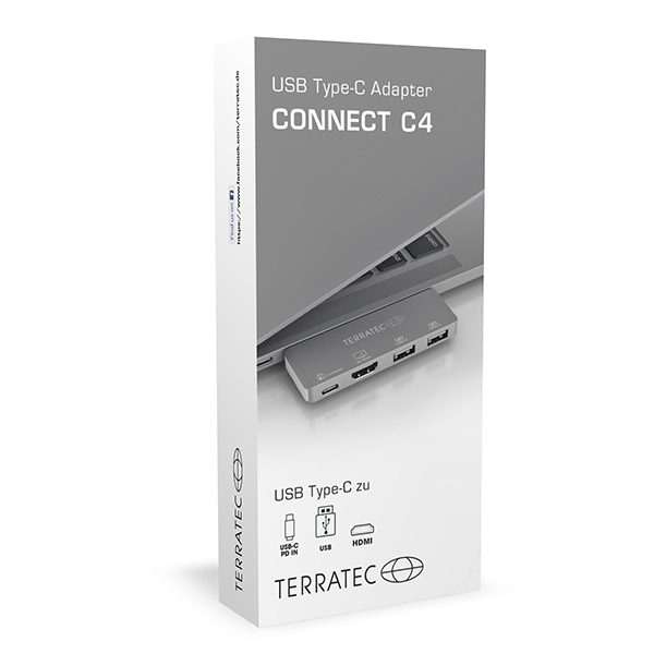 Terratec 251737 Connect C4 Aluminum USB Type C Adapter With Usb C PD