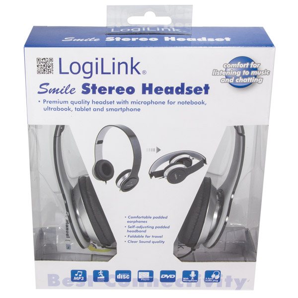 Logilink Hs Smile Stereo High Quality Headset With Microphone Black