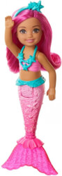 mattel barbie dreamtopia chelsea mermaids doll with pink hair 13cm photo