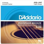 xordes akoystikis kitharas d addario ej 38 12 string light 010 047 phosphore bronze photo