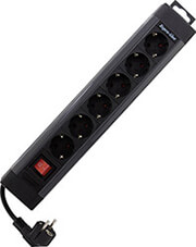 rev socket strip 6 way 24m supraline with switch anthracite photo