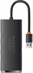 baseus lite series hub 4in1 usb to 4x usb 30 25cm black photo