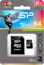 silicon power 64gb micro sdxc uhs i class 10 sd adapter photo