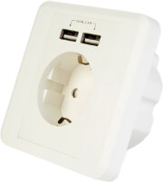 energenie eg acu2a2 01 single ac socket pass through usb charger x2 21a white photo