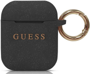 guess silicone case glitter for airpods 1 2 black guaccsilglbk photo