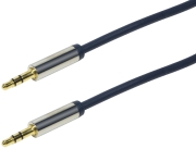 logilink ca10100 audio cable 2x 35mm male stereo gold plated 1m dark blue photo