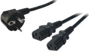 logilink cp101 y power cord 1x schuko male angled 2x iec c13 female straight 15m black photo