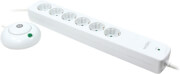 logilink lps204 6 way outlet strip 6x schuko sockets with footswitch 14m white photo