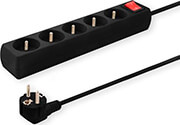 savio lz 03 power strip with anti surge protection 5 way 5m black f type photo