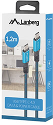 lanberg usb c m m 40 cable 100w 8k 30hz 12m black blue photo