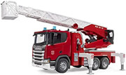 bruder scania super 560r fire brigade with turntable ladder water pump light sound photo