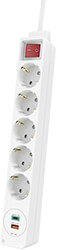 hama 133758 power strip 5 way usb c usb a socket pd quick charge max 18w ws photo