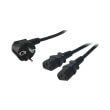 logilink cp101 y power cord 1x schuko male angled 2x iec c13 female straight 15m black photo