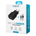 forever tc 01 wall charger usb 2a cable micro usb black extra photo 2
