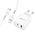 blue power wall travel charger duo bcc80a pd qc 30 20watt lightning cable white extra photo 2