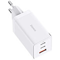 baseus wall charger gan5 pro 2x type c usb 65w type c cable white extra photo 2