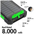 logilink pa0303 solar power bank 8000mah flashlight 2x usb a green black extra photo 5