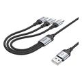 hoco usb a to lightning microusb usb c charging cable x102 3in1 18w 2a 1m black extra photo 1