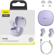 baseus encok wm01 tws true wireless bluetooth headset purple photo