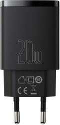 baseus compact 2 port quick charger usb type c 20w black photo