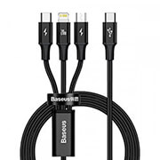 baseus rapid series 3 in 1 cable usb c to micro usb lightning type c 20w 15m black photo