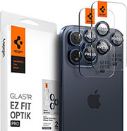 spigen glass tr ez fit optik pro 2 pack blue titanium for iphone 15 pro 15 pro max photo