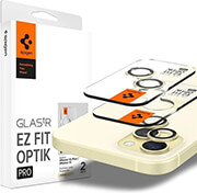 spigen glass tr ez fit optik pro 2 pack yellow for iphone 15 15 plus 14 14 plus photo