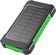 logilink pa0303 solar power bank 8000mah flashlight 2x usb a green black photo