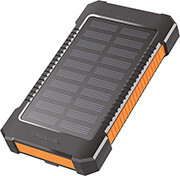 logilink pa0304 solar power bank 8000mah flashlight 2x usb a orange black photo