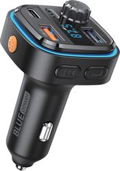 bluetooth fm transmitter car kit car charger blue power 2x usb a type c micro sd black bpbcc08 photo